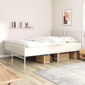 Metal bed frame with headboard and white footboard 200x200 cm by vidaXL, Beds and slatted bases - Ref: Foro24-350956, Price: ...