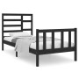 Black solid wood single bed frame 90x190 cm by vidaXL, Beds and slatted bases - Ref: Foro24-3105894, Price: 125,86 €, Discoun...