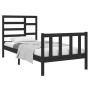 Black solid wood single bed frame 90x190 cm by vidaXL, Beds and slatted bases - Ref: Foro24-3105894, Price: 125,86 €, Discoun...