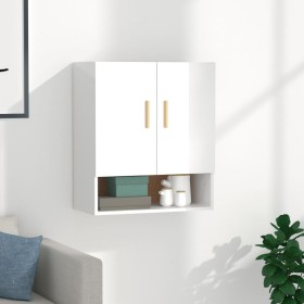 Glossy white plywood wall cabinet 60x31x70 cm by vidaXL, Lockers and storage cabinets - Ref: Foro24-812876, Price: 63,17 €, D...