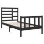 Black solid wood single bed frame 90x190 cm by vidaXL, Beds and slatted bases - Ref: Foro24-3105894, Price: 125,86 €, Discoun...