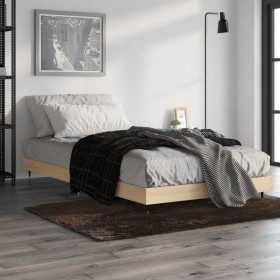 Sonoma oak engineered wood bed frame 100x200 cm by vidaXL, Beds and slatted bases - Ref: Foro24-832160, Price: 69,53 €, Disco...