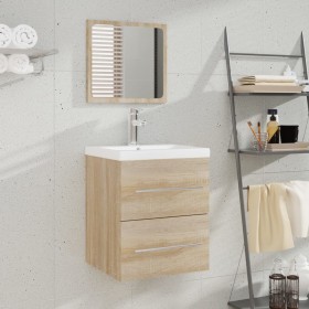 Armario de baño con espejo color roble sonoma 41x38,5x48 cm de vidaXL, Muebles de baño - Ref: Foro24-804821, Precio: 58,99 €,...