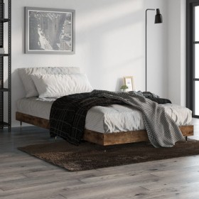 Smoke oak engineered wood bed frame 100x200 cm by vidaXL, Beds and slatted bases - Ref: Foro24-832162, Price: 70,99 €, Discou...