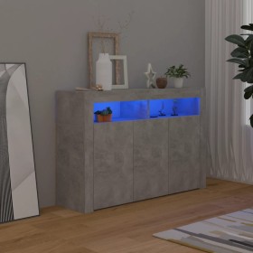 Aparador con luces LED gris hormigón 115,5x30x75 cm de vidaXL, Aparadores - Ref: Foro24-804341, Precio: 114,51 €, Descuento: %