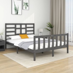 Estructura de cama doble pequeña madera maciza gris 120x190 cm de vidaXL, Camas y somieres - Ref: Foro24-3105897, Precio: 159...