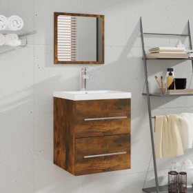 Armario de baño con espejo color roble ahumado 41x38,5x48 cm de vidaXL, Muebles de baño - Ref: Foro24-820469, Precio: 49,14 €...