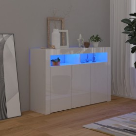 Aparador con luces LED blanco brillante 115,5x30x75 cm de vidaXL, Aparadores - Ref: Foro24-804343, Precio: 147,39 €, Descuent...