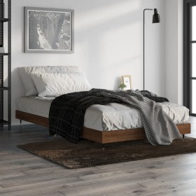 Brown oak engineered wood bed frame 90x200 cm by vidaXL, Beds and slatted bases - Ref: Foro24-832172, Price: 70,34 €, Discoun...