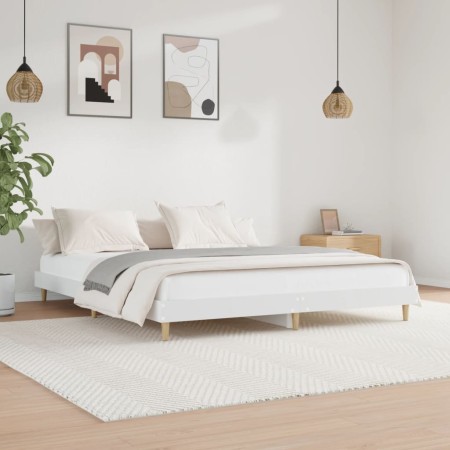 White engineered wood bed frame 180x200 cm by vidaXL, Beds and slatted bases - Ref: Foro24-832013, Price: 130,99 €, Discount: %