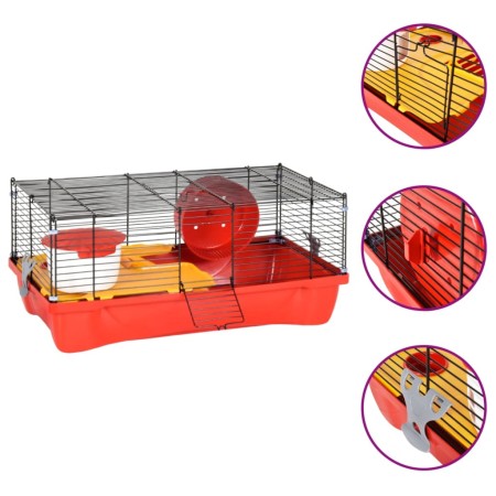 Jaula para hámster polipropileno y metal roja 58x32x36 cm de vidaXL, Jaulas y habitáculos para animales pequeños - Ref: Foro2...