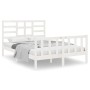 White solid wood bed frame 135x190 cm by vidaXL, Beds and slatted bases - Ref: Foro24-3105901, Price: 157,00 €, Discount: %