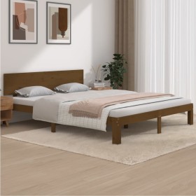 Estructura de cama madera maciza de pino marrón miel 160x200 cm de vidaXL, Camas y somieres - Ref: Foro24-810508, Precio: 219...