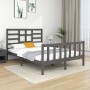 Double gray solid wood bed frame 135x190 cm by vidaXL, Beds and slatted bases - Ref: Foro24-3105902, Price: 147,99 €, Discoun...