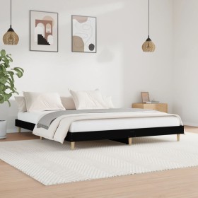 Black engineered wood bed frame 160x200 cm by vidaXL, Beds and slatted bases - Ref: Foro24-832022, Price: 130,46 €, Discount: %