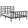 Double gray solid wood bed frame 135x190 cm by vidaXL, Beds and slatted bases - Ref: Foro24-3105902, Price: 147,99 €, Discoun...