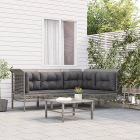 4-teiliges Gartenmöbel-Set und Kissen synthetisches Rattangrau von vidaXL, Gartensets - Ref: Foro24-319665, Preis: 179,99 €, ...