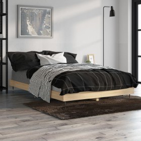 Sonoma oak engineered wood bed frame 120x190 cm by vidaXL, Beds and slatted bases - Ref: Foro24-832192, Price: 94,99 €, Disco...