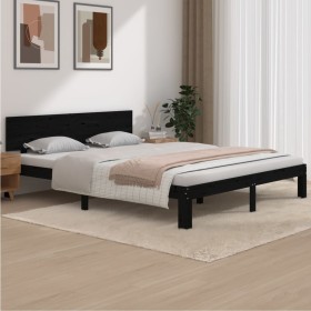 Solid black pine wood bed frame 160x200 cm by vidaXL, Beds and slatted bases - Ref: Foro24-810509, Price: 196,99 €, Discount: %