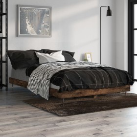 Smoked oak engineered wood bed frame 120x190cm by vidaXL, Beds and slatted bases - Ref: Foro24-832194, Price: 94,99 €, Discou...