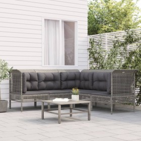 5-teiliges Gartenmöbel-Set und graue synthetische Rattankissen von vidaXL, Gartensets - Ref: Foro24-319666, Preis: 302,99 €, ...