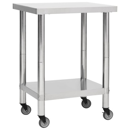 Mesa de trabajo para cocina con ruedas acero inox 80x45x85 cm de vidaXL, Restauración - Ref: Foro24-51635, Precio: 127,99 €, ...