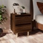 Mesita de noche patas de madera maciza roble ahumado 40x35x50cm de vidaXL, Mesitas de noche - Ref: Foro24-813126, Precio: 39,...