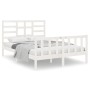 Estructura de cama de madera maciza blanca 140x190 cm de vidaXL, Camas y somieres - Ref: Foro24-3105906, Precio: 128,44 €, De...