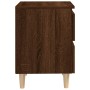 Mesita de noche patas de madera maciza roble ahumado 40x35x50cm de vidaXL, Mesitas de noche - Ref: Foro24-813126, Precio: 39,...