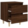 Mesita de noche patas de madera maciza roble ahumado 40x35x50cm de vidaXL, Mesitas de noche - Ref: Foro24-813126, Precio: 39,...