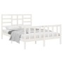 White solid wood bed frame 140x190 cm by vidaXL, Beds and slatted bases - Ref: Foro24-3105906, Price: 128,34 €, Discount: %