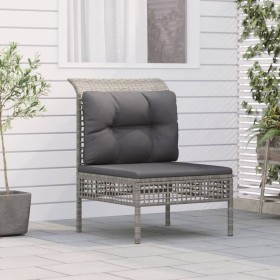 Central garden sofa with gray synthetic rattan cushion by vidaXL, Garden sets - Ref: Foro24-319667, Price: 67,54 €, Discount: %