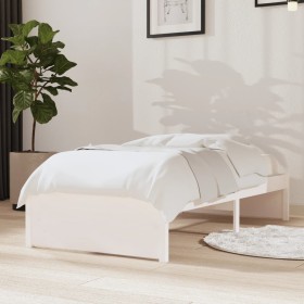 White single solid wood bed frame 75x190 cm by vidaXL, Beds and slatted bases - Ref: Foro24-814910, Price: 64,99 €, Discount: %