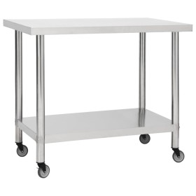 Kitchen work table with stainless steel wheels 80x60x85 cm by vidaXL, Restoration - Ref: Foro24-51636, Price: 135,58 €, Disco...