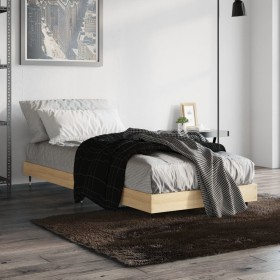 Sonoma oak engineered wood bed frame 75x190 cm by vidaXL, Beds and slatted bases - Ref: Foro24-832208, Price: 65,99 €, Discou...