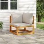 Corner modular sofa, 2 units, made of acacia wood and light gray cushions by vidaXL, Modular outdoor sofas - Ref: Foro24-3600...