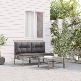 Zentrale Gartensofas mit Kissen, 2 Einheiten, graues synthetisches Rattan von vidaXL, Gartensets - Ref: Foro24-319668, Preis:...