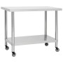 Kitchen work table with stainless steel wheels 100x30x85 cm by vidaXL, Restoration - Ref: Foro24-51637, Price: 140,44 €, Disc...