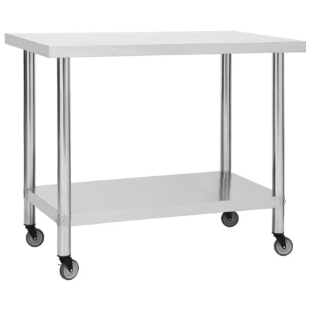 Mesa de trabajo para cocina con ruedas acero inox 100x30x85 cm de vidaXL, Restauración - Ref: Foro24-51637, Precio: 139,99 €,...