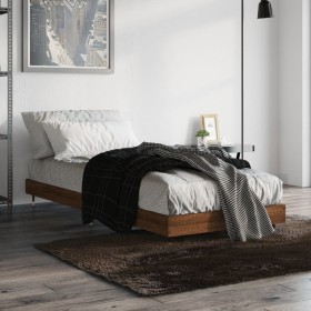 Brown oak engineered wood bed frame 75x190 cm by vidaXL, Beds and slatted bases - Ref: Foro24-832212, Price: 66,17 €, Discoun...