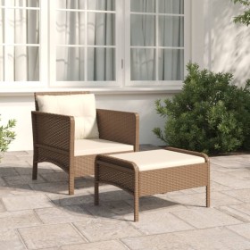 2-piece garden furniture set and brown synthetic rattan cushions by vidaXL, Garden sets - Ref: Foro24-319677, Price: 93,99 €,...