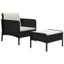 Set de muebles de jardín 2 pzas y cojines ratán sintético negro de vidaXL, Conjuntos de jardín - Ref: Foro24-319678, Precio: ...