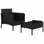 Set de muebles de jardín 2 pzas y cojines ratán sintético negro de vidaXL, Conjuntos de jardín - Ref: Foro24-319678, Precio: ...