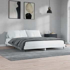 White engineered wood bed frame 160x200 cm by vidaXL, Beds and slatted bases - Ref: Foro24-832229, Price: 104,36 €, Discount: %