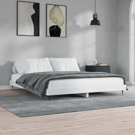 White engineered wood bed frame 160x200 cm by vidaXL, Beds and slatted bases - Ref: Foro24-832229, Price: 101,49 €, Discount: %