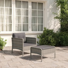 Garden furniture set 2 pieces with gray synthetic rattan cushions by vidaXL, Garden sets - Ref: Foro24-319679, Price: 122,99 ...