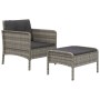 Set de muebles de jardín 2 pzas cojines ratán sintético gris de vidaXL, Conjuntos de jardín - Ref: Foro24-319679, Precio: 122...