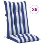 High back chair cushion 6 pcs blue and white stripes 120x50x7 cm by vidaXL, Cushions for chairs and sofas - Ref: Foro24-36027...