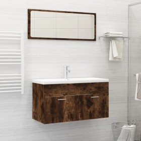 Bathroom furniture set, 2 pieces, smoked oak plywood. by vidaXL, Bathroom furniture - Ref: Foro24-826623, Price: 76,99 €, Dis...