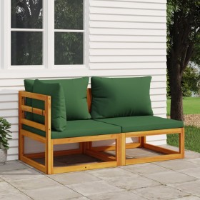 2-piece garden sofas with solid acacia wood cushions by vidaXL, Modular outdoor sofas - Ref: Foro24-360018, Price: 231,99 €, ...